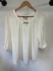 Billie & Blossom Dorothy Perkins Size 14 Cream 3/4 Sleeve Blouse A706 - Picture 1 of 7