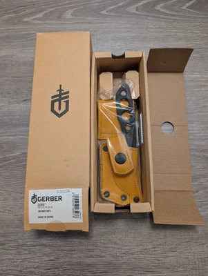 Cuchillo táctico EDC Gerber Black Dibs hoja fija Full Tang con funda de cuero Foto 1 de 4