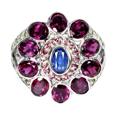 925 Sterlingsilber Ring Oval Kyanit Peridot Saphir Natürlicher Edelstein Größe 8 - Bild 1 von 4