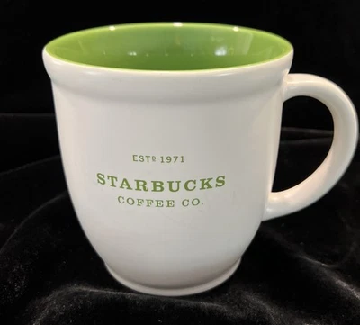 Taza de café Starbucks Coffee Co Est 1971 2007 18 oz interior blanco verde grande Foto 1 de 4