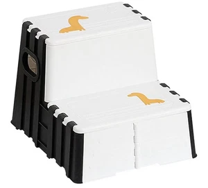 Folding Step Stool Toddler Two Step Stool for Bathroom, Bedroom, (black/white) - Picture 1 of 8