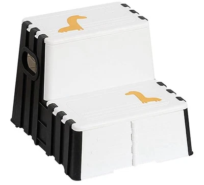 Folding Step Stool Toddler Two Step Stool for Bathroom, Bedroom, (black/white) - Image 1 of 4