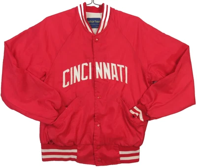 VTG STARTER Cincinnati Reds Satin Bomber Jacket M New Haven, Conn USA 70s  - Image 1 of 4