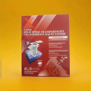 New Xerox Laser Clear Transparencies 8.5x11 100 Sheets Removable Stripe 3R3108 - Picture 1 of 2