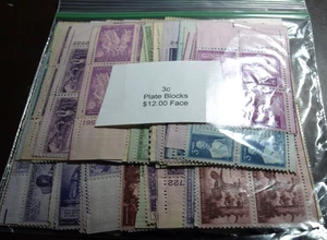 BLOQUES DE PLACAS DE 3 CENTAVOS CON VALOR NOMINAL DE $12.00 COMO NUEVOS NUNCA BISAGRAS - Imagen 1 de 2