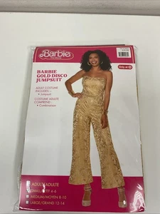 Barbie The Movie Gold Disco Jumpsuit Adult Small 4-6 - Picture 1 of 2