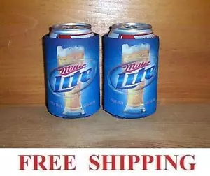 MILLER LITE 2 BEER CAN COOLERS KOOZIE COOLIE HUGIE COOZIE NEW - Picture 1 of 1