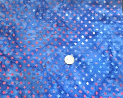 5/8 Yds Shades of Blue Batik Design Inspired Red White & Blue Stars Fabric - Image 1 of 3
