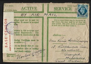 GB, WW11 CENSORED MAIL, ACTIVE SERVICE ENVELOPE TO UK, CENSOR MARK AND TAPE, - Picture 1 of 1