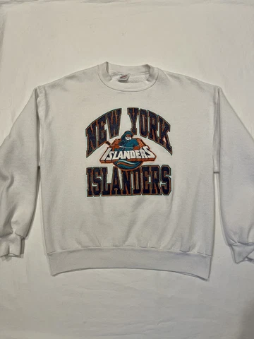 Vintage 90s Russell New York Islanders Fisherman Sweater USA Made Size Large Cover