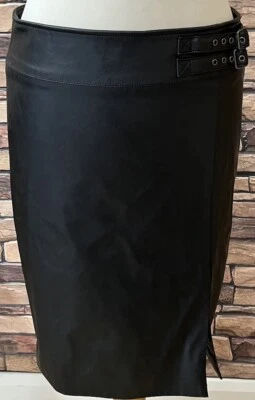 Women’s Etam Black Leather Look Buckle Midi Skirt Size 10 NWT - Image 1 of 4