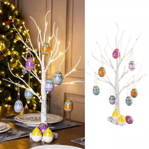 62cm Birch Tree Led Light Easter Decorations Easter Egg tree and Ornaments - Picture 1 of 4