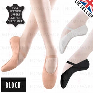 PINK BALLET SHOES BLOCH ARISE LEATHER DANCE SHOES FULL SUEDE SOLE ELASTICS GIRLS - Picture 1 of 7
