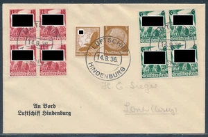 Zeppelin Fahrt nach Nürnberg 1936 Bordpost 4-er Blöcke auf Brief (S19549) - Picture 1 of 2