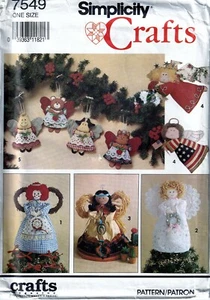Simplicity Crafts Sewing Pattern 7549 Angel Tree Topper Standing Decoration - Imagen 1 de 2