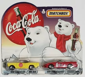 Matchbox Coca-Cola Coke Dad's 1955 Chevy Bel Air & Son's 1998 Camaro Convertible - Picture 1 of 2