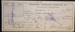 Bullfrog Goldfield Railroad Company Oakland CA 1914 Antique Bank Check - Picture 1 of 4