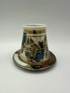 Vtg Apple Lane Art Pottery Bill Nagengast Michigan VASE & Under plate 4.75” - Picture 1 of 15