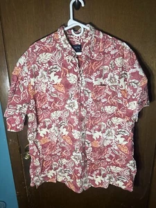 Harbor Bay Shirt Mens 2XL Red Floral Short Sleeve Hawaiian Button Up Pocket USA - Picture 1 of 3