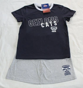 Geelong Cats AFL AF8489 S19 Boys Youth Printed 2 Piece Pyjama Set Size 10 New - Picture 1 of 3
