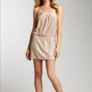 Mini Vestido Rebecca Taylor Nuevo con Etiquetas Lentejuelas Cami Bam Bam Rosa Beige Talla 2 Estampado Leopardo - Imagen 1 de 11