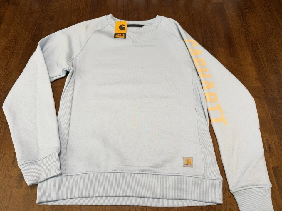 NWT Carhartt Relaxed Fit Midweight Crewneck Logo Sleeve Sweatshirt Small Blue - Image 1 of 1