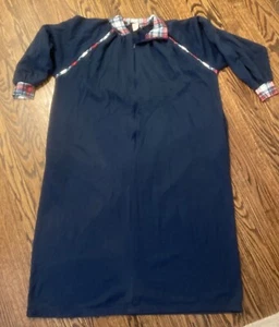 Vintage Orvis Housecoat Robe Women’s Size Large Sip Front Long Cozy Navy - Picture 1 of 7