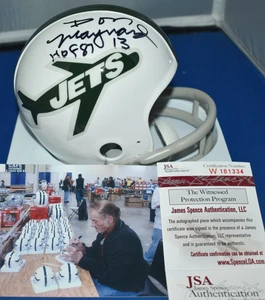 DON MAYNARD AUTOGRAPHED TWO BAR THROWBACK MINI HELMET NEW YORK JETS HOF 87 JSA - Picture 1 of 7