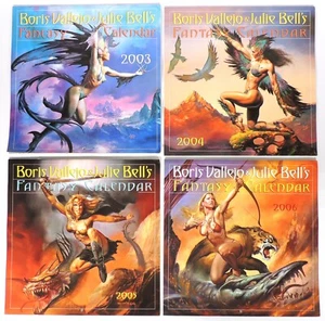 LOT: 4 Boris Vallejo & Julie Bell's Fantasy Calendars 2003-2006 Workman Pub. - Picture 1 of 13