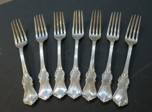 J.C. Farr Vintage Coin(?) Silver 6 3/4 Inch Dessert/Salad Forks (10) - Picture 1 of 10