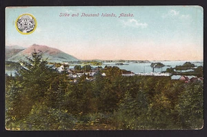 c1909 AYPE exposition Thousand Islands Harbor Sitka Alaska landscape postcard - Picture 1 of 2