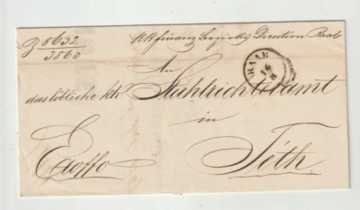 AUSTRIA-HUNGARY 1857, Stampless Official letter ,Document from Raab to Teth VF - Image 1 of 4