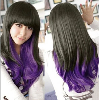 Dama 80 cm Largo Pelucas Rizadas Moda Juegos con disfraces Disfraz Pelo Anime Pelucas Degradadas Completas Foto 1 de 2