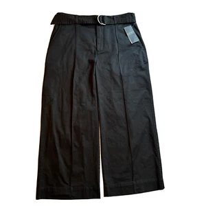 Lauren Ralph Lauren Women's Black Label Wide Leg Crop Pant Capri Black Belt Sz 4 - Picture 1 of 9