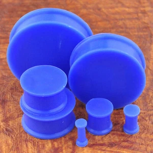 PAIR SILICONE EAR PLUGS TUNNELS DOUBLE FLARED SADDLE EAR GUAGES EARLETS EXPANDER - Picture 1 of 28