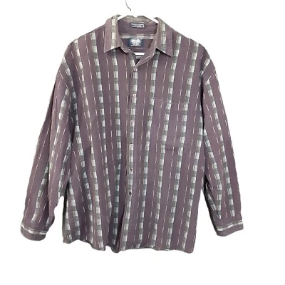 Camisa Knights Bridge para hombre talla GRANDE, manga larga, púrpura/verde, botón abajo Foto 1 de 4