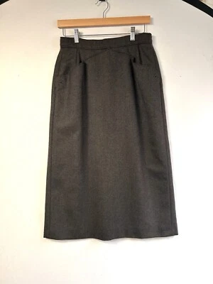 Falda LOUIS FERAUD Marrón Espiga Lana Virgen Mujer Talla 10 Delantal Bolsillos De Colección Foto 1 de 4