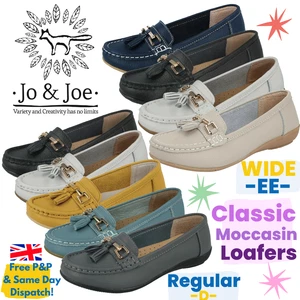 Ladies Real Leather Tassel Slip On Moccasin Flat Nautical Boat Shoes Loafers - Imagen 1 de 30