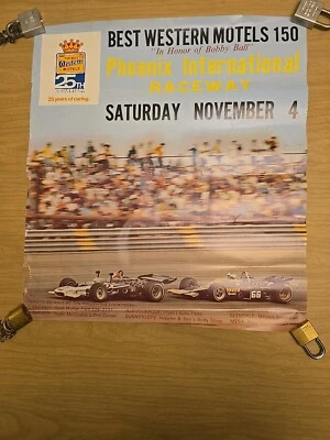 1973 Phoenix International Raceway Indy Race Poster Mark Donohue Bobby Unser VTG - Image 1 of 4