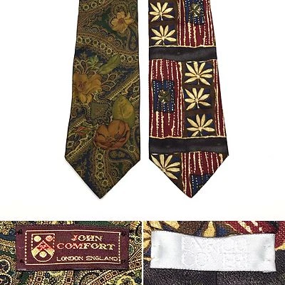 Лот 2 винтажный John комфорта London Англии и Enrico Coveri шелк цветочный галстуки галстуки - Изображение 1 из 4