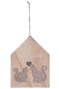 Gremio Colgante Madera Decorativo con Dulce Motivo Gato "MIAU" - Imagen 1 de 1