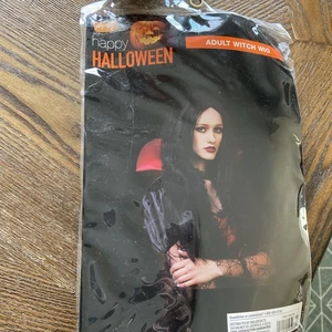 New Straight Goth Wig Adult Long Black Middle Part Witch New Unopened - Picture 1 of 5