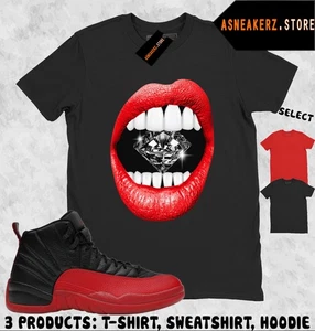 Shirt To Match AJ 12 Flu Game Sneaker Matching Tee Lips Diamond T-Shirt - Picture 1 of 5