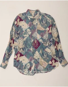 VINTAGE Mens Shirt Large Blue Patchwork DD37 - Picture 1 of 2