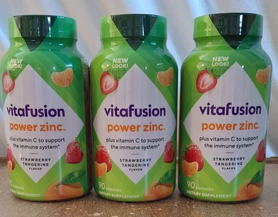 NUEVO - Vitafusion Power Zinc Fresa Mandarina 90 Gomitas (3) BOTELLAS caducidad 3/26 Foto 1 de 3