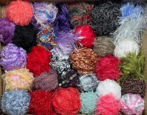 Job lot Bundle knitting yarn wool 32x Ball 464 grams Fancy Eyelash Oddments 18A - Picture 1 of 5