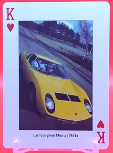 Tarjeta de juego Lamborghini Miura (1966)/Piatnik coches clásicos Austria corazón K - Imagen 1 de 10