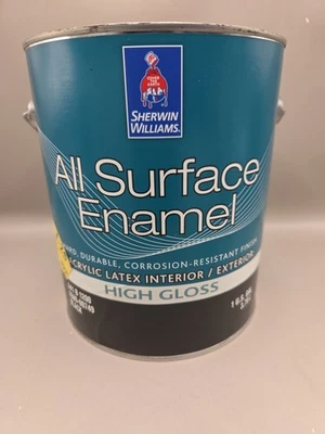 1 galón Sherwin Williams esmalte para todas las superficies alto brillo negro acrílico látex... Foto 1 de 2