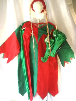 服装 Mr/Mrs Santa/Elf 完整 Tunic 紧身靴 帽子 OS 状况良好 — 第 1/4 张图片