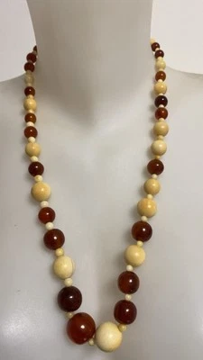 Ancien collier art déco perles d'ambre antique amber pearl necklace - Photo 1/4